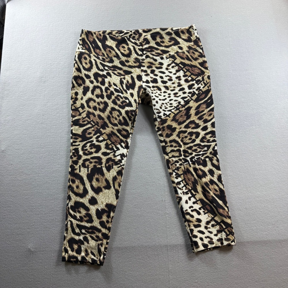 Slim-Sation Leggings Womens XL Brown Leopard Print Pull On Stretch Slimming